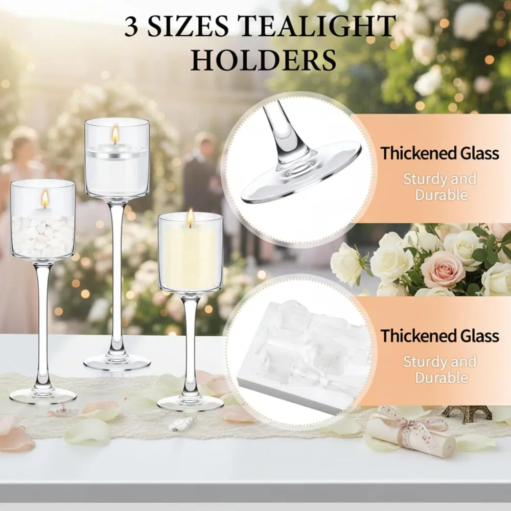 36 Pcs Tall Glass Candle Holder Clear Tea Light Candle Floating Holder