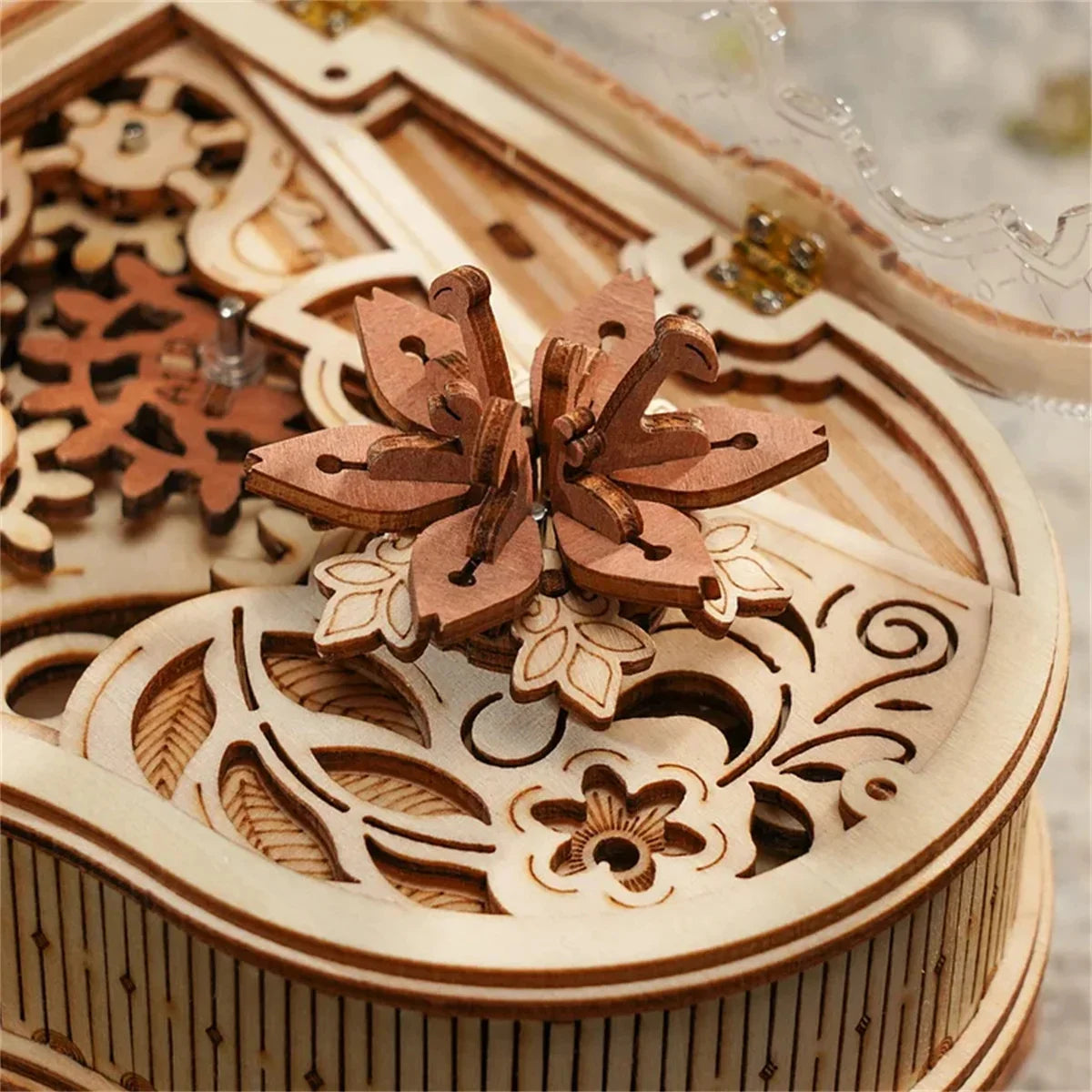 Mechanical Music Box 3D Wooden Puzzle for Kids Christmas Gifts
