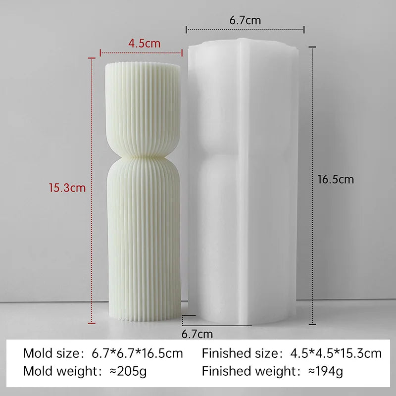 Striped Cylinder Aroma Candle Silicone Mold Soy Wax Candles Making Supplies
