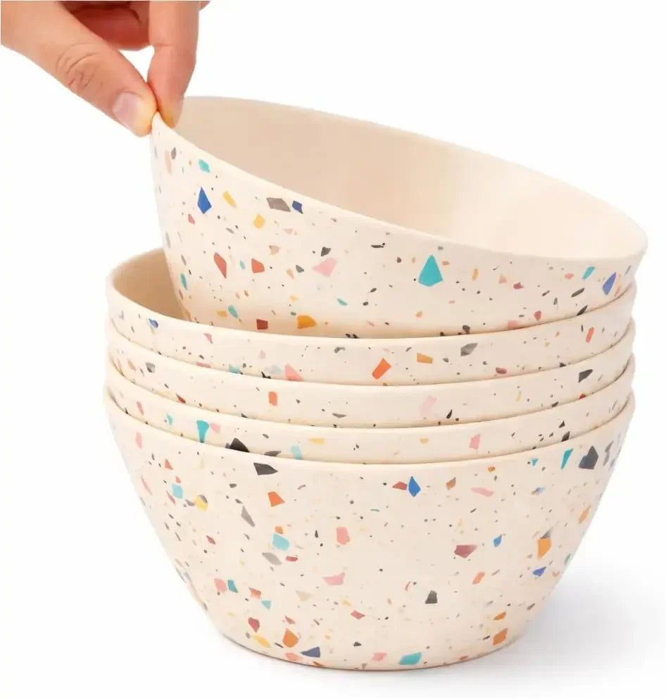 Bamboo Bowl Set of 4 – 6-Inch, 20 oz Deep Cereal & Snack Bowls for Kids