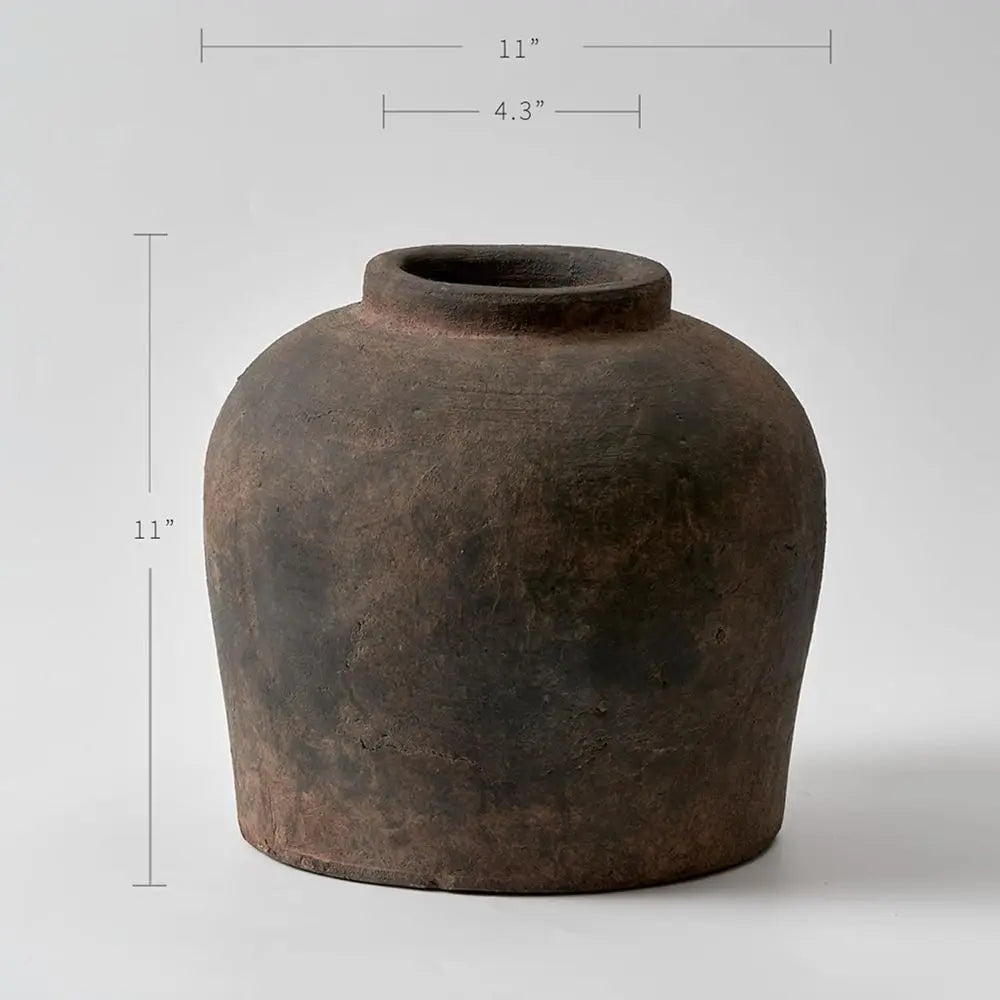 Eleventh-Inch Zen-Inspired Brown Ceramic Vase