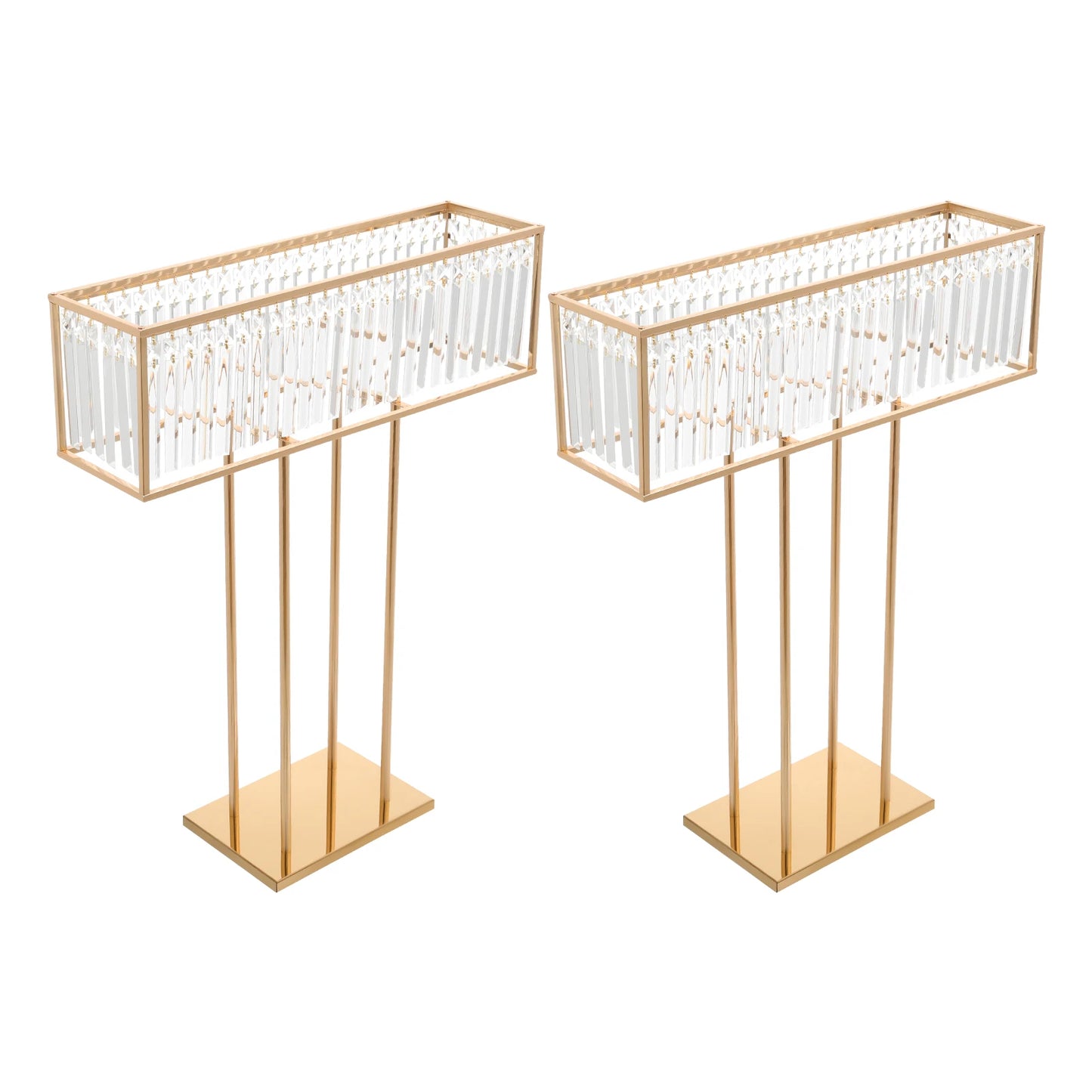 2pcs Tall Gold Crystal Centerpieces Metal Flower Stand