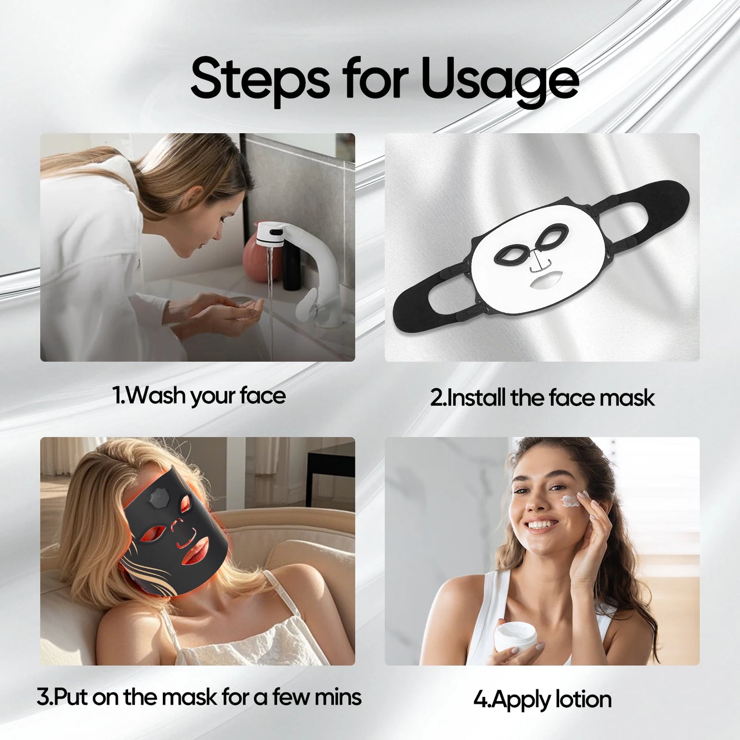 USB Rechargeable 7 Colors LED Face Mask Silicone Red Light Therapy