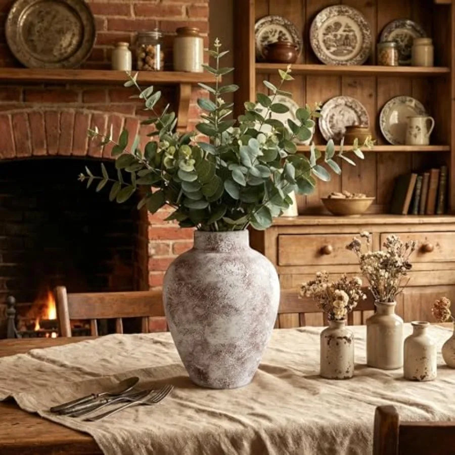 Large Vintage Ceramic Vase, Rustic Pottery