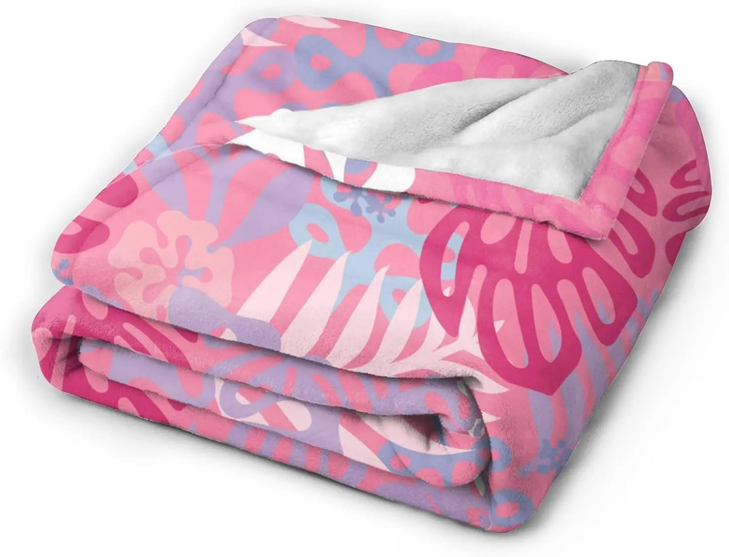 Pink Throw Blankets All Season Ultra Soft Warm Tropical Aloha Pattern Fleece Blanket
