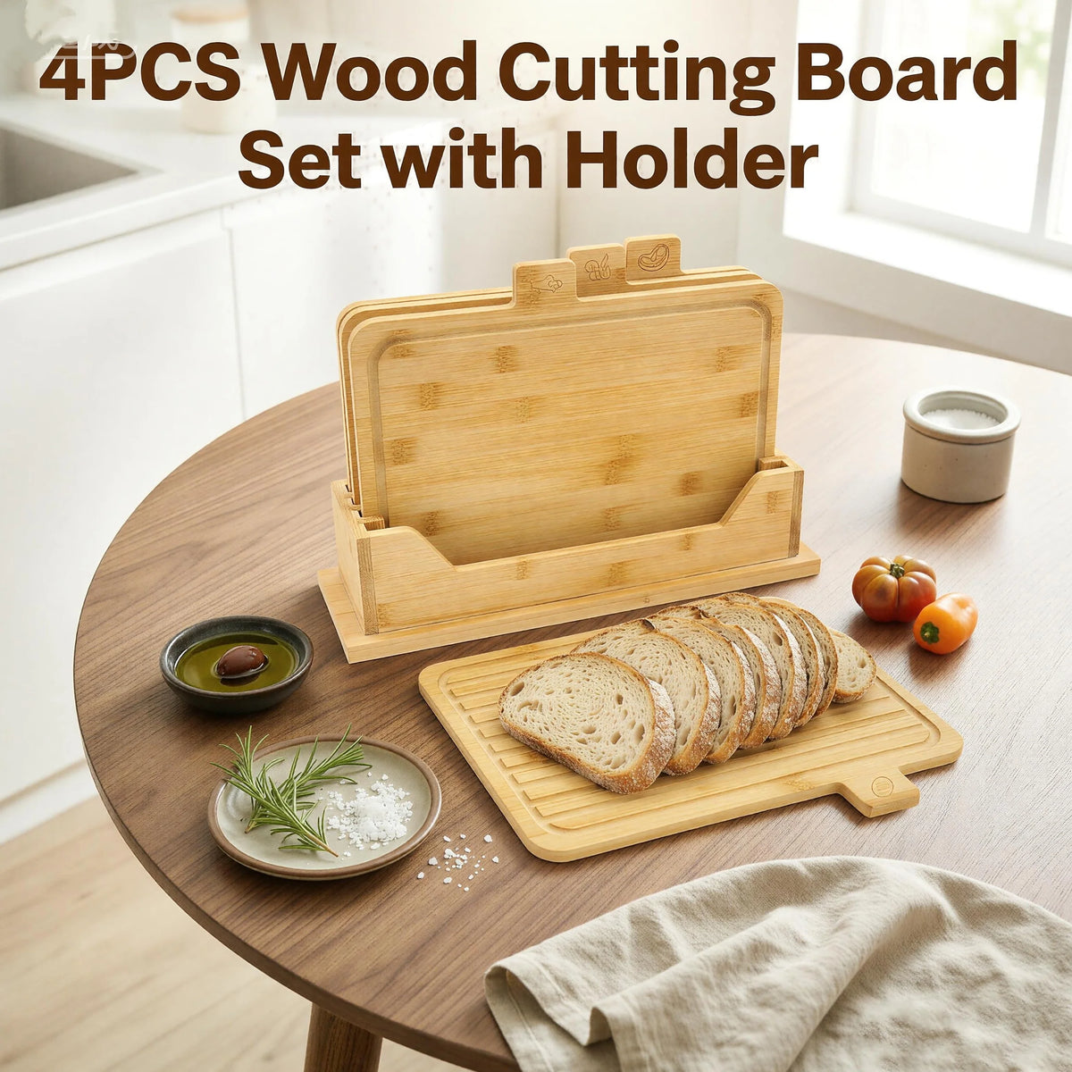 4PCS Wood Cutting Board Set  Charcuterie Available on Both Sides