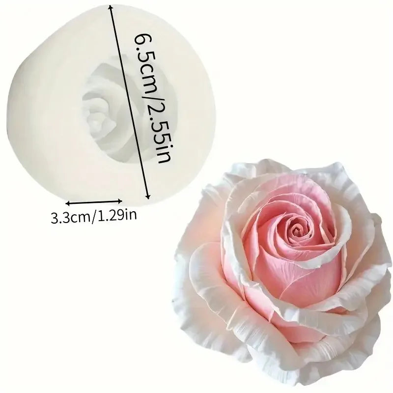 1 Piece 3D Elegant Rose Silicone Mold - Reusable Flexible Mold for Candles, Resin Art, Handmade Soap and Clay Making
