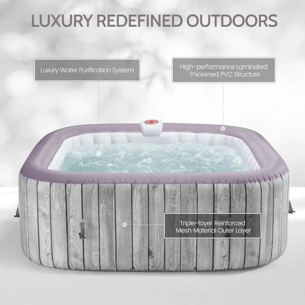 Inflatable Square Portable Hot Tub, 4-6 Person