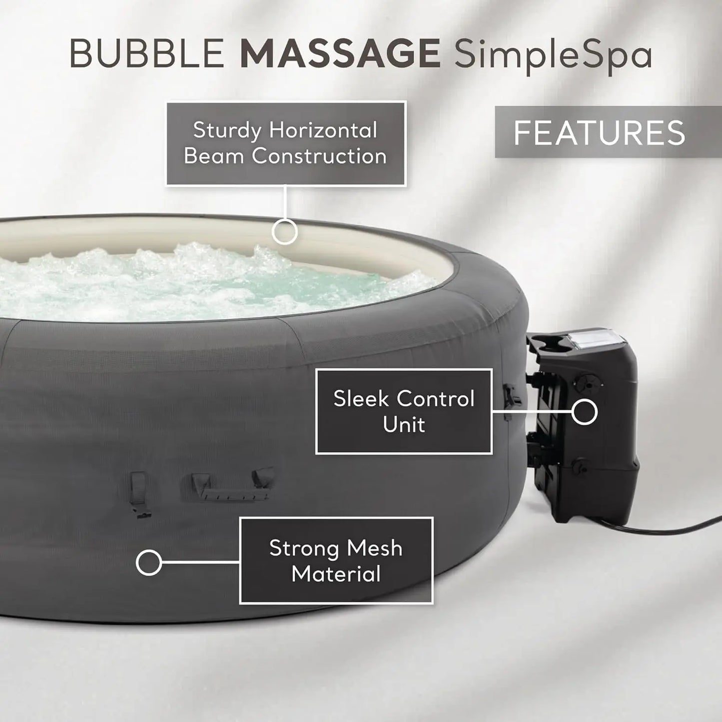SimpleSpa 6 Person Round Inflatable Hot Tub with Insulated Cover,