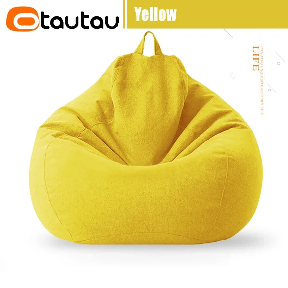 Filled 70cm Bean Bag Sofa with Filler Big Cotton Linen