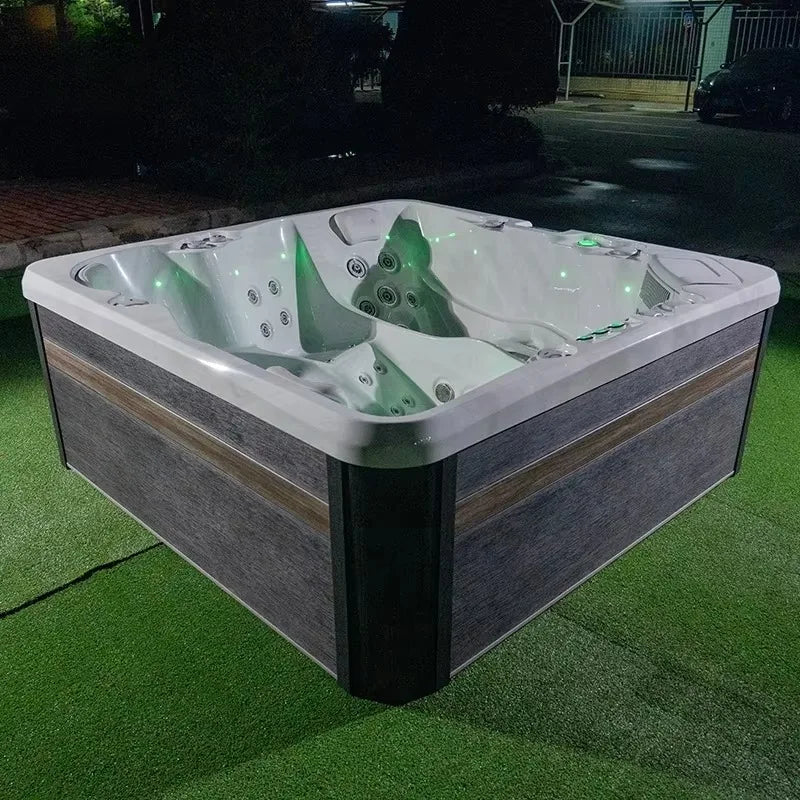 7 Person Hot Tub 105 Jets Waterfall 38 LED Lights