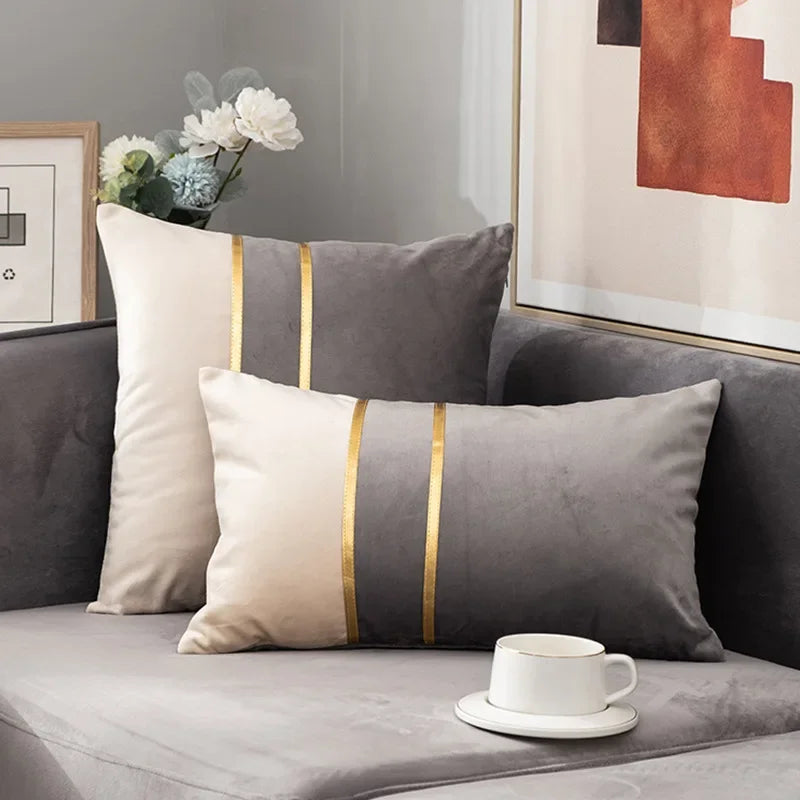Cushion Cover Color Stitching Dutch Velvet Throw Pillow Case