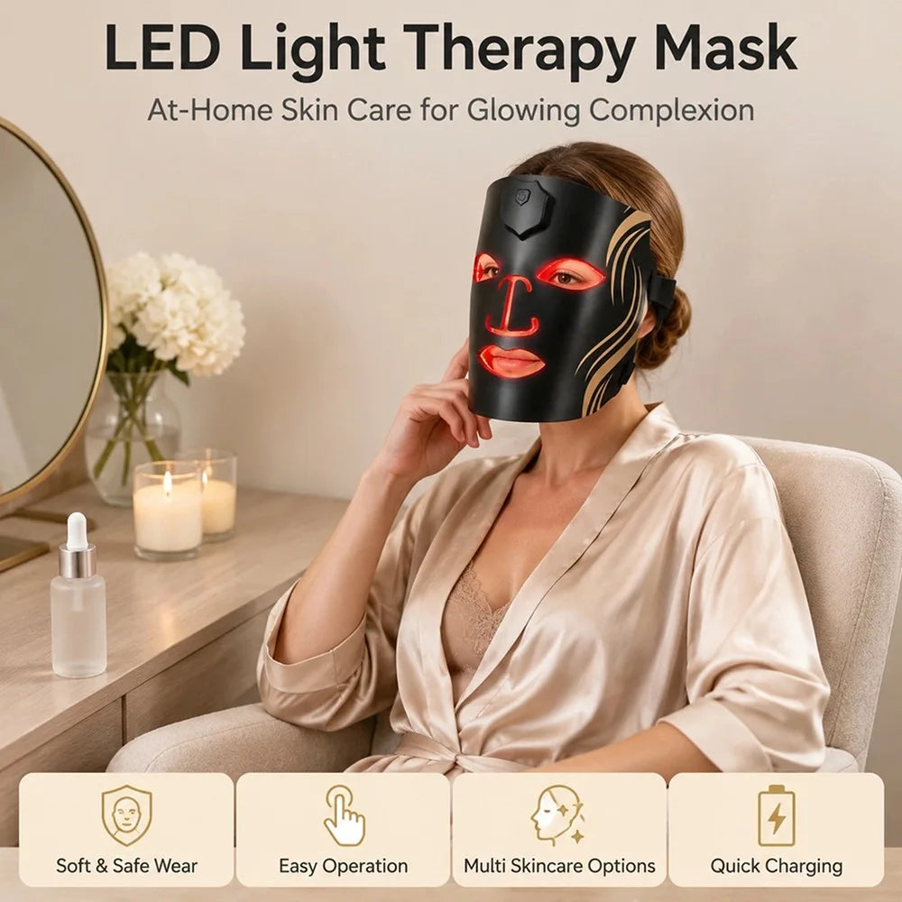 USB Rechargeable 7 Colors LED Face Mask Silicone Red Light Therapy