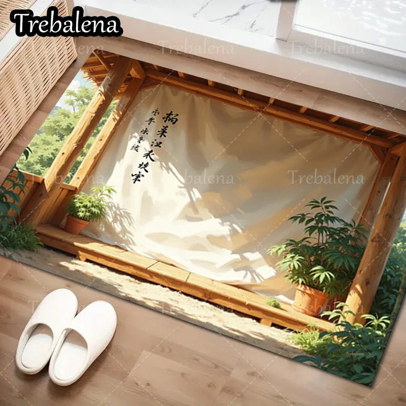 1pc Welcome Door Mat Indoor Outdoor Floor Garden View Rug