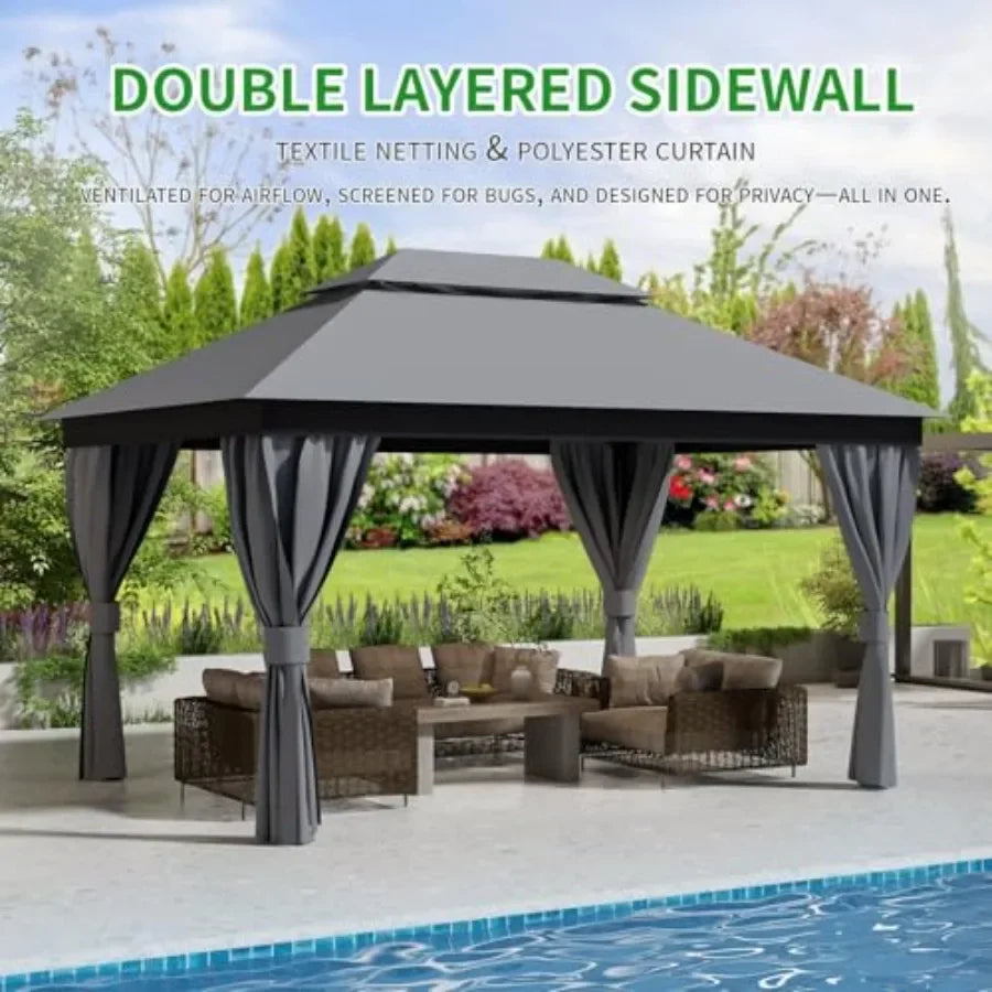 Outdoor Gazebo for Patio 10'x13' - Heavy DutyDouble Roofs