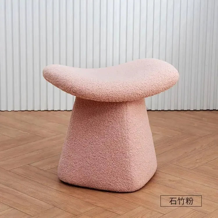 Nordic Ottoman Sitting Pouf Stool - Wooden Vanity Chair