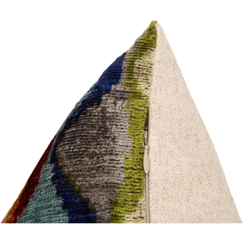 Velvet Throw Pillow 16x24 Inches - Soft  Cushion Feather Fill - Multicolored