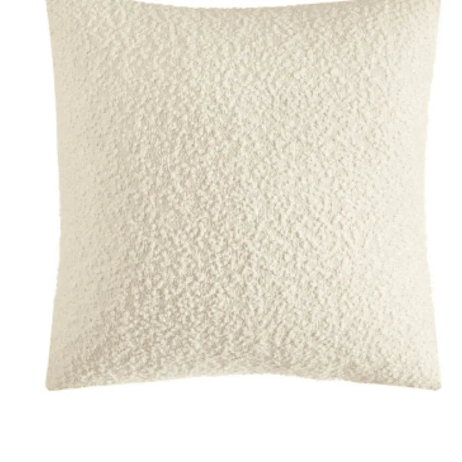 Square Boucle Ivory Throw Pillow For Adults 18 in x 18 in