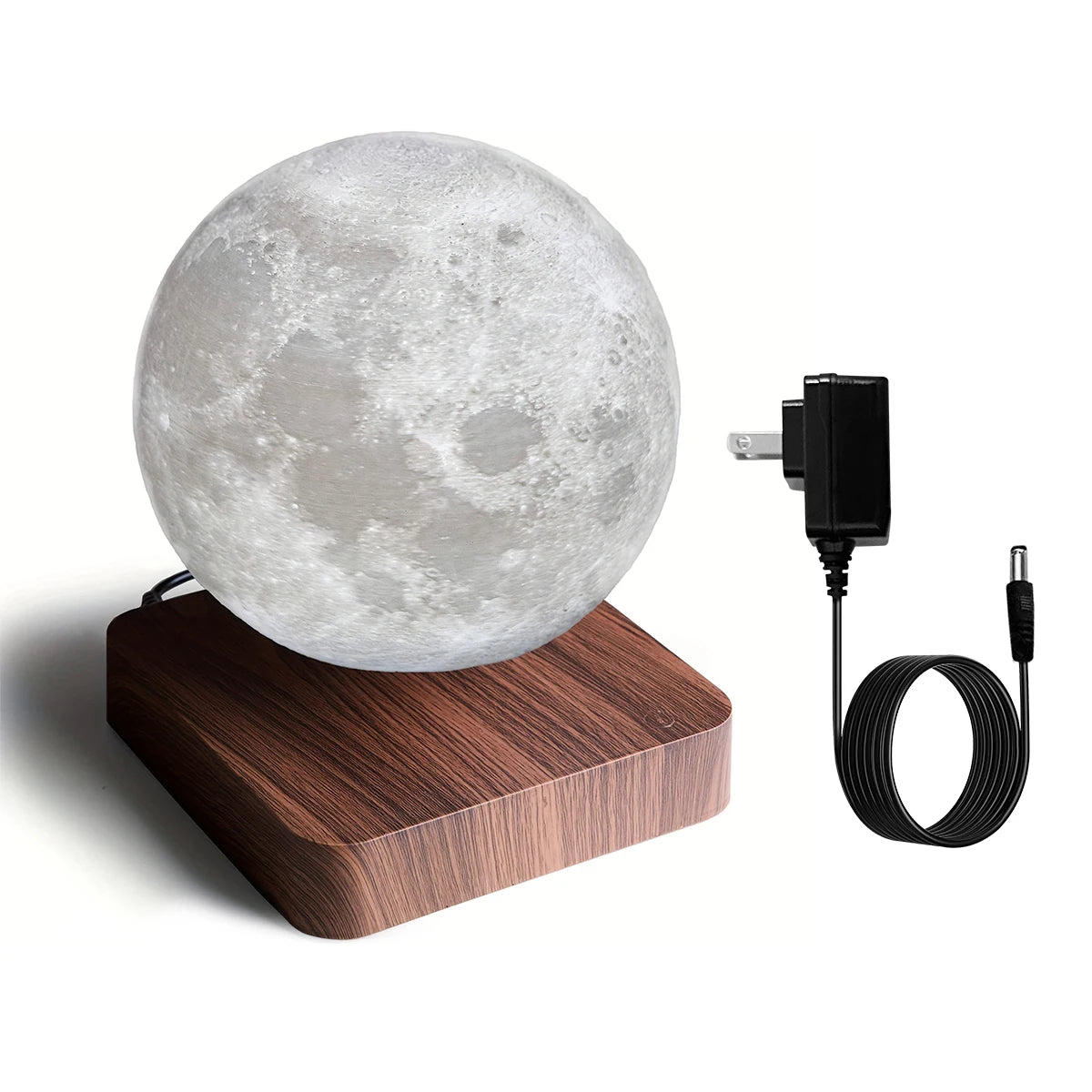Magnetic Floating Moon with Wooden Base, 3 Color LED Night Lights