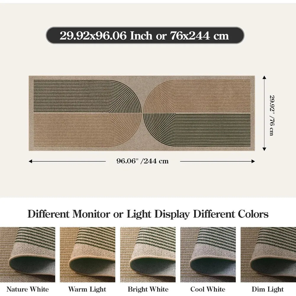 Modern Rainbow Easy Jute Rug, 2x8 Hallway Runner