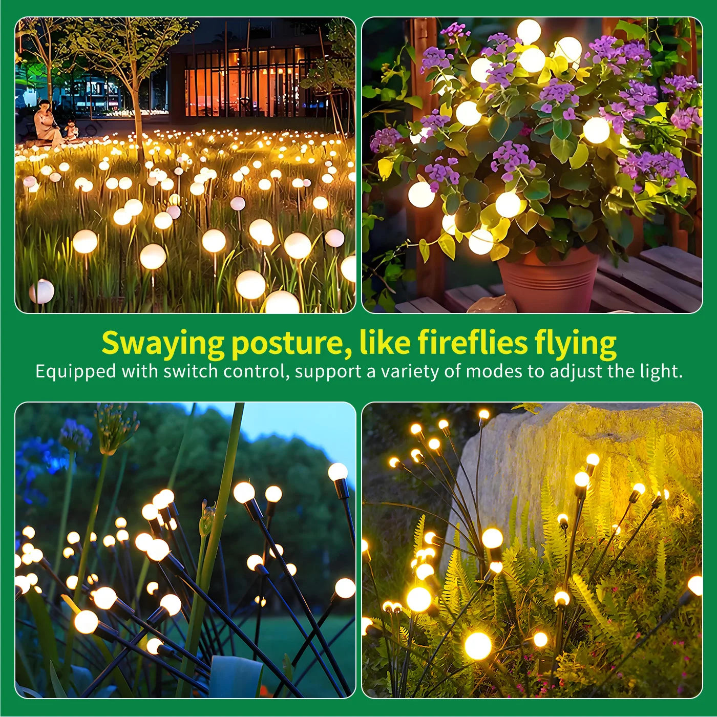 8-Head Solar Firefly Lights LED Solar Outdoor Waterproof  Flexibility