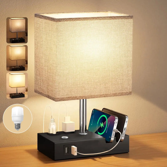 15.7" Table Lamp, USB Charging Ports, Dimmable