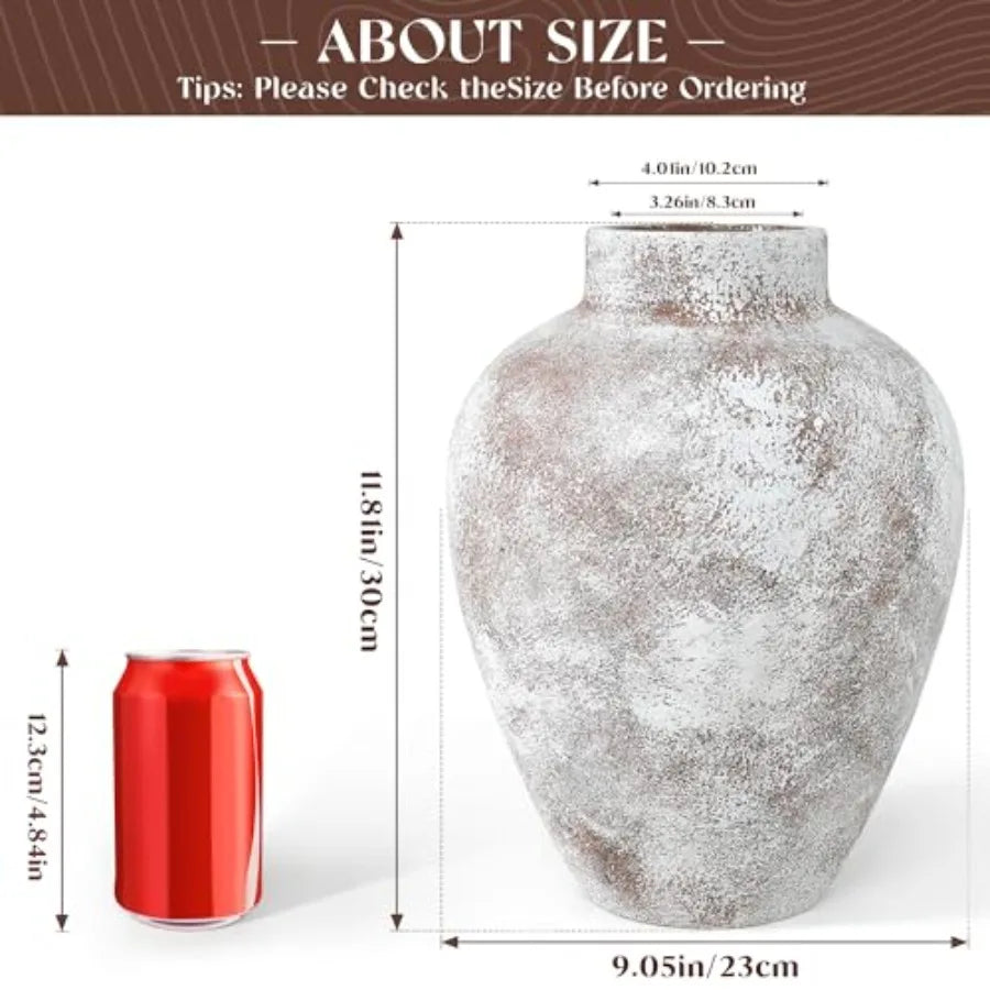 Large Vintage Ceramic Vase, Rustic Pottery