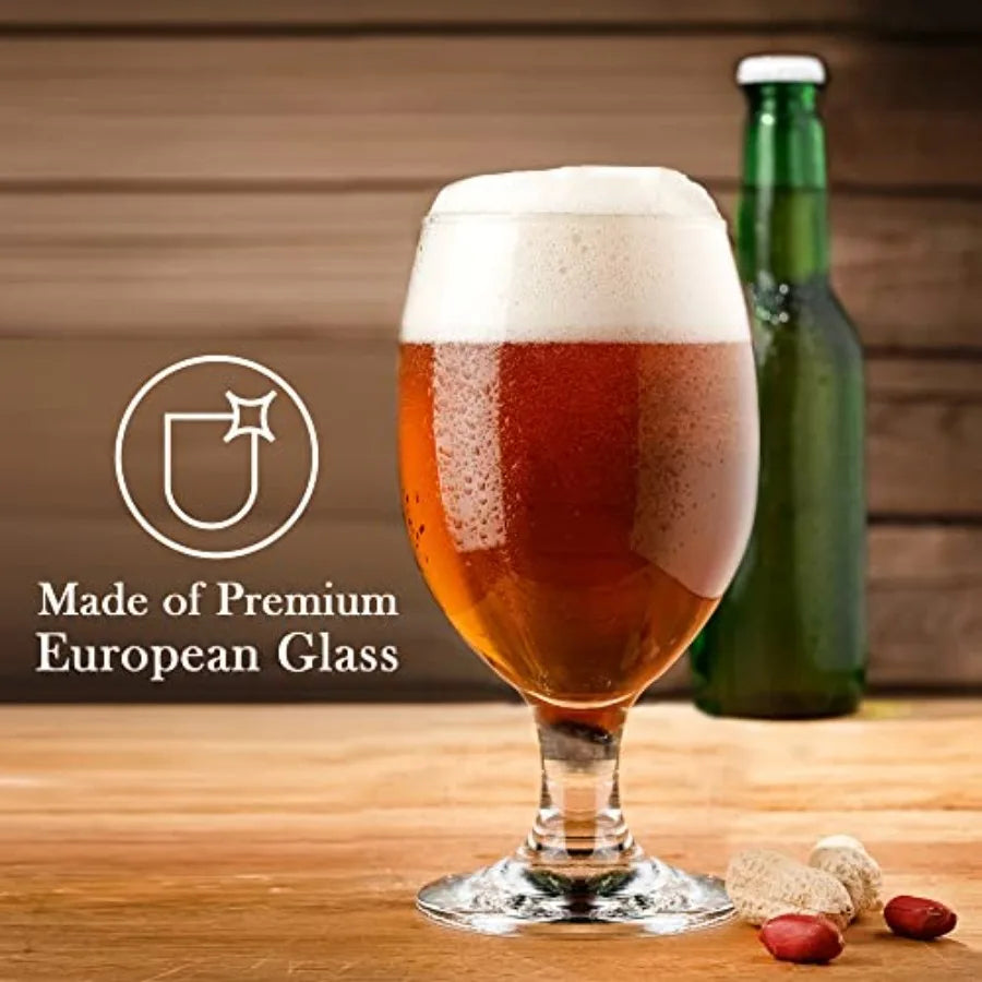 Premium Beer Glasses, Set of 6, 13 1/2 oz 100% Lead-Free