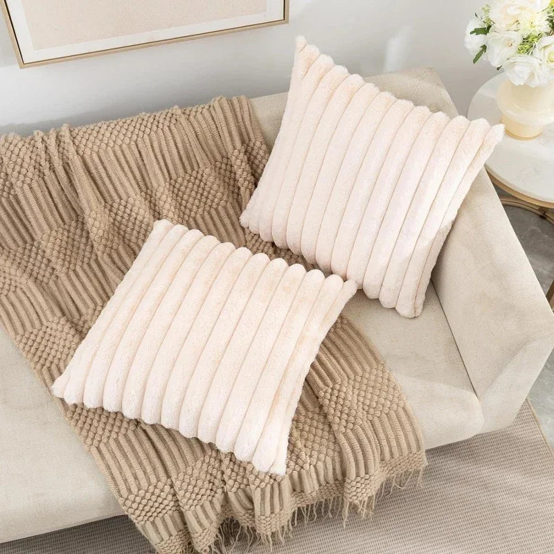 Thick Striped Soft Solid Color Pillow Cover 45x45cm