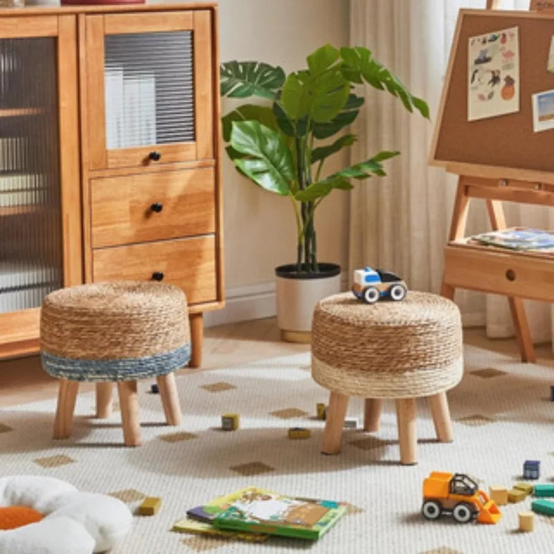 Natural Small Round Stool Thickened Seat for Shoe Change