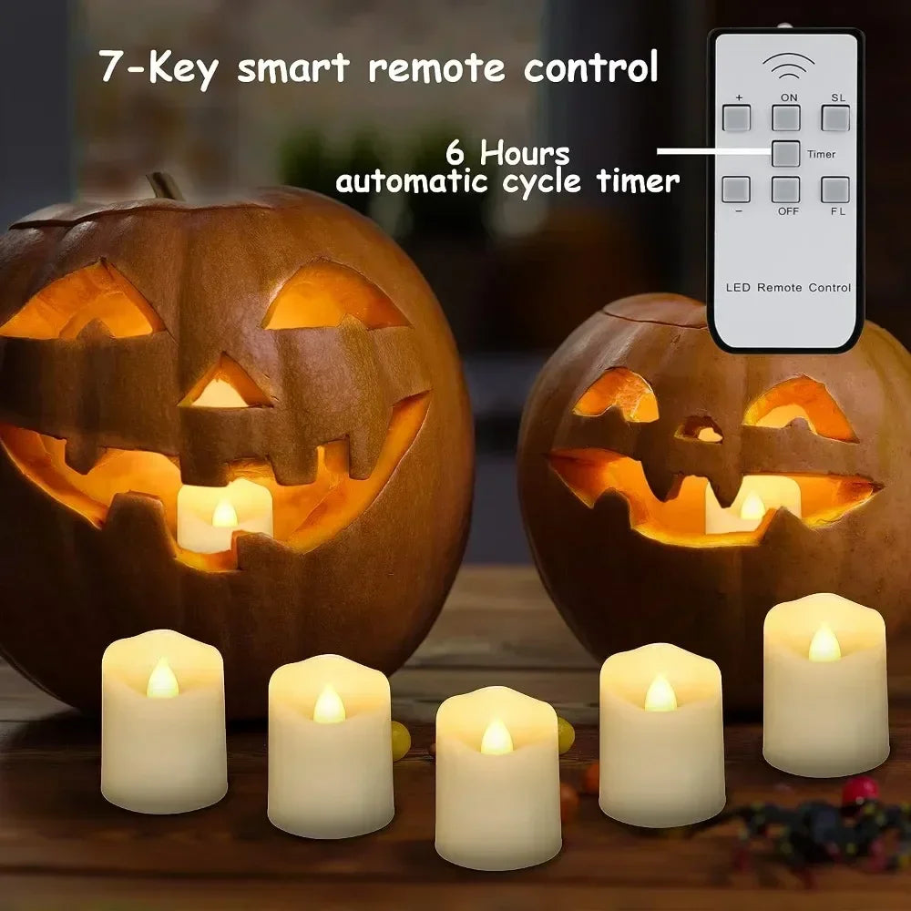 6Pcs/Set Rechargeable LED Candle Timer Remote