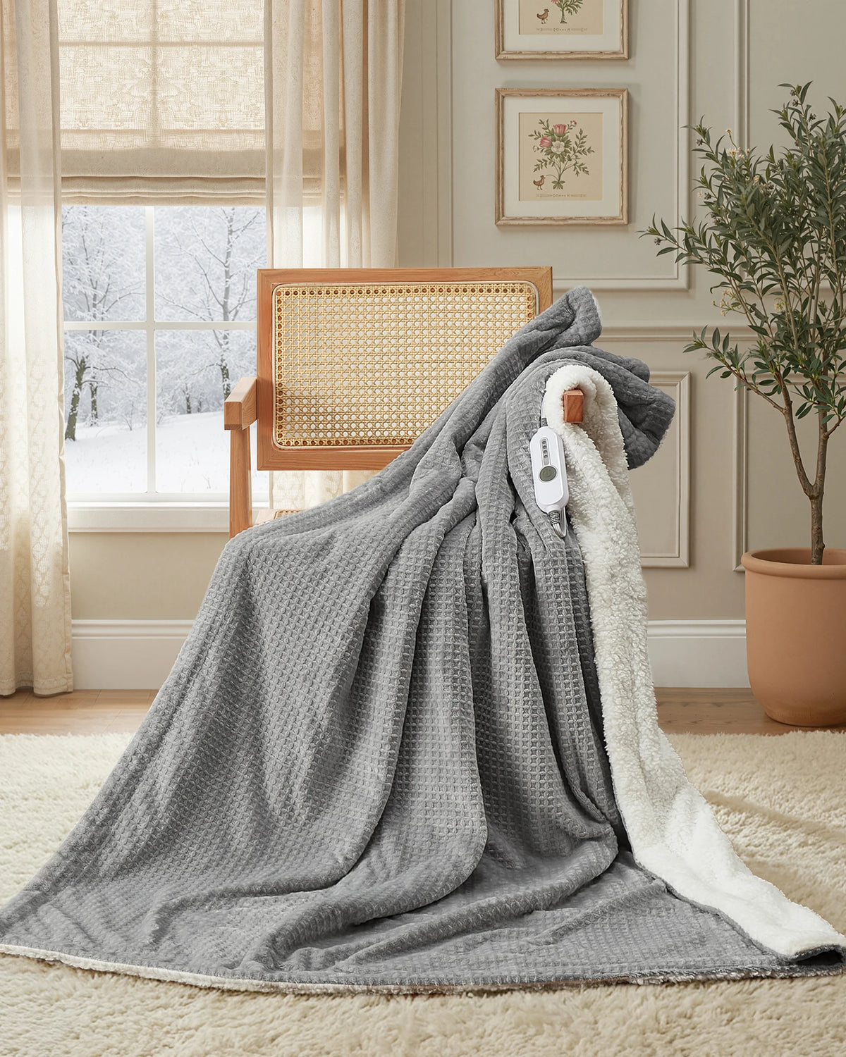 Dual Control Heated Blanket, Fast Warming Electric Blanket, 4 Heat Levels,