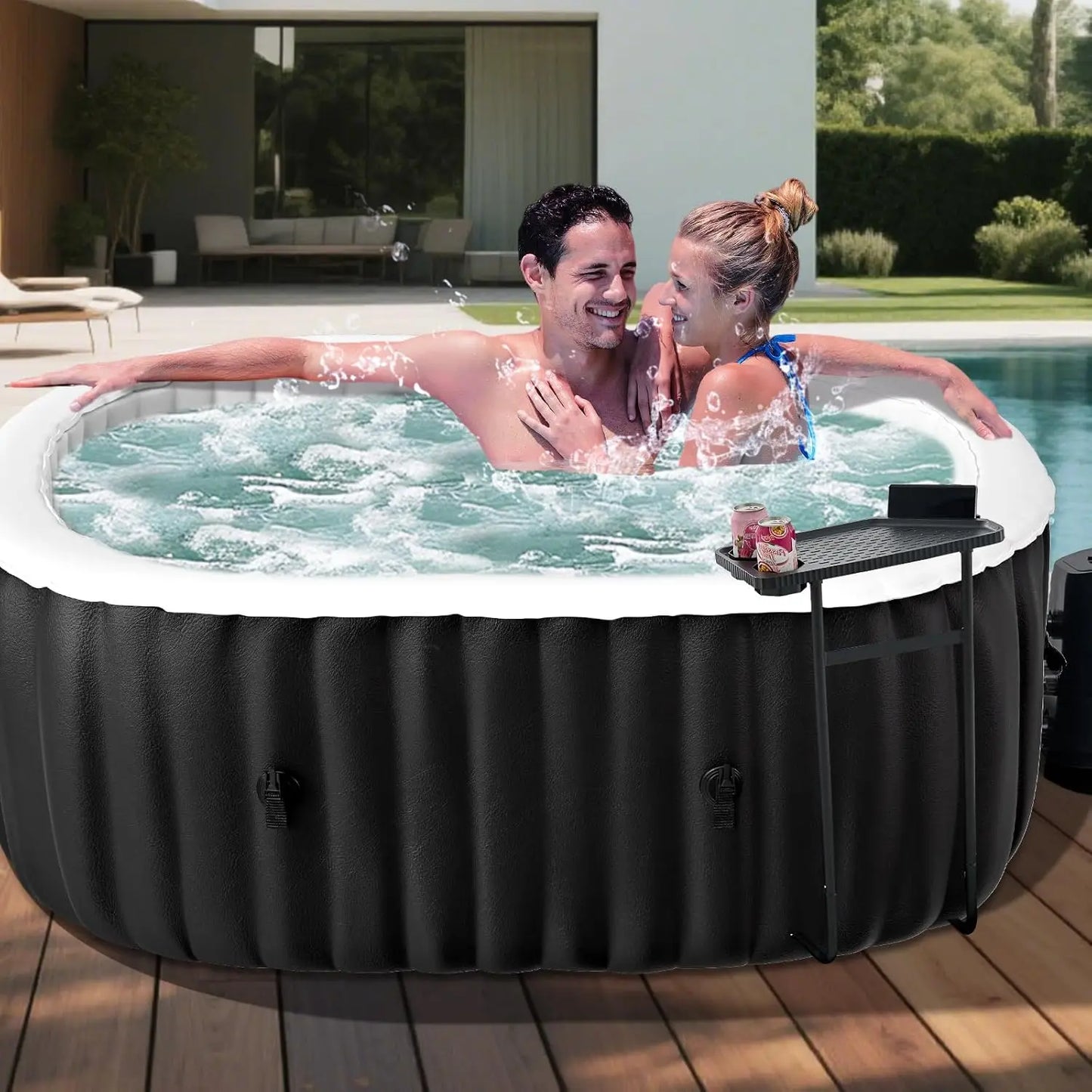 1-2 Person Inflatable Hot Tub, 75" X 47" X 25"100 Bubble Jets,