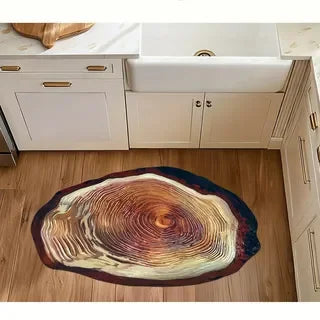 Wood Grain Earth Mat, Quick-Dry Non-Slip – Tree Ring Design
