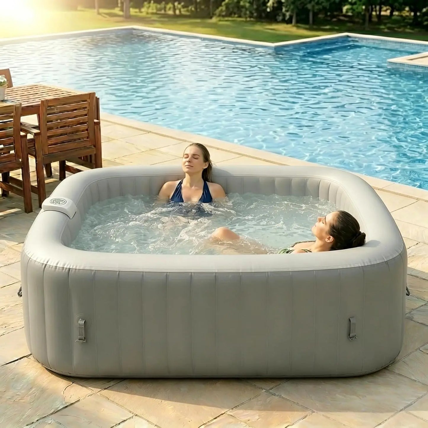 Inflatable Hot Tub 4 6 Person Square Portable 72 8 x 72 8 x 25 6