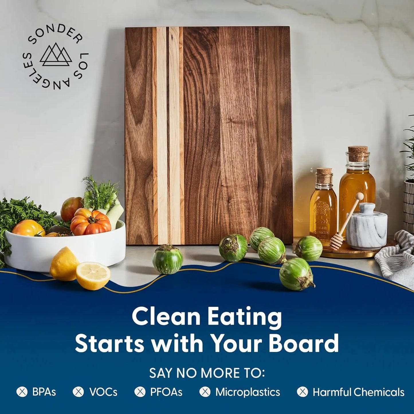 Reversible Walnut Cherry Maple Edge Grain Cutting Board 17x13x1.1 in