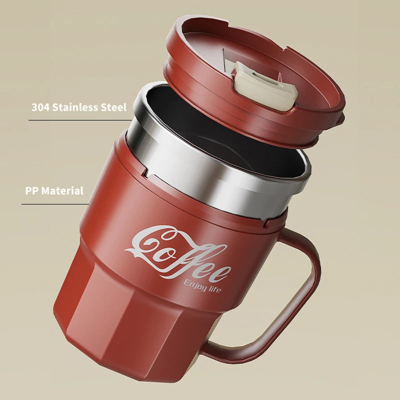400ml Double Wall Insulated Coffee Mug Stainless Steel With Lid