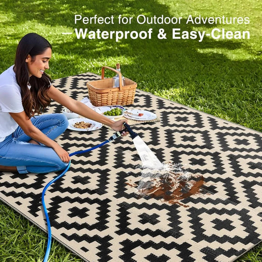 Waterproof Outdoor Rug 5x8 ft, Outdoor Plastic Straw Rug