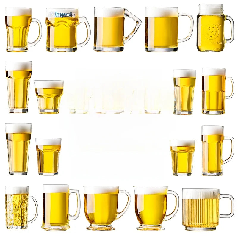 Large Capacity Beer Glass with Handle High End Glass Drinking Cup