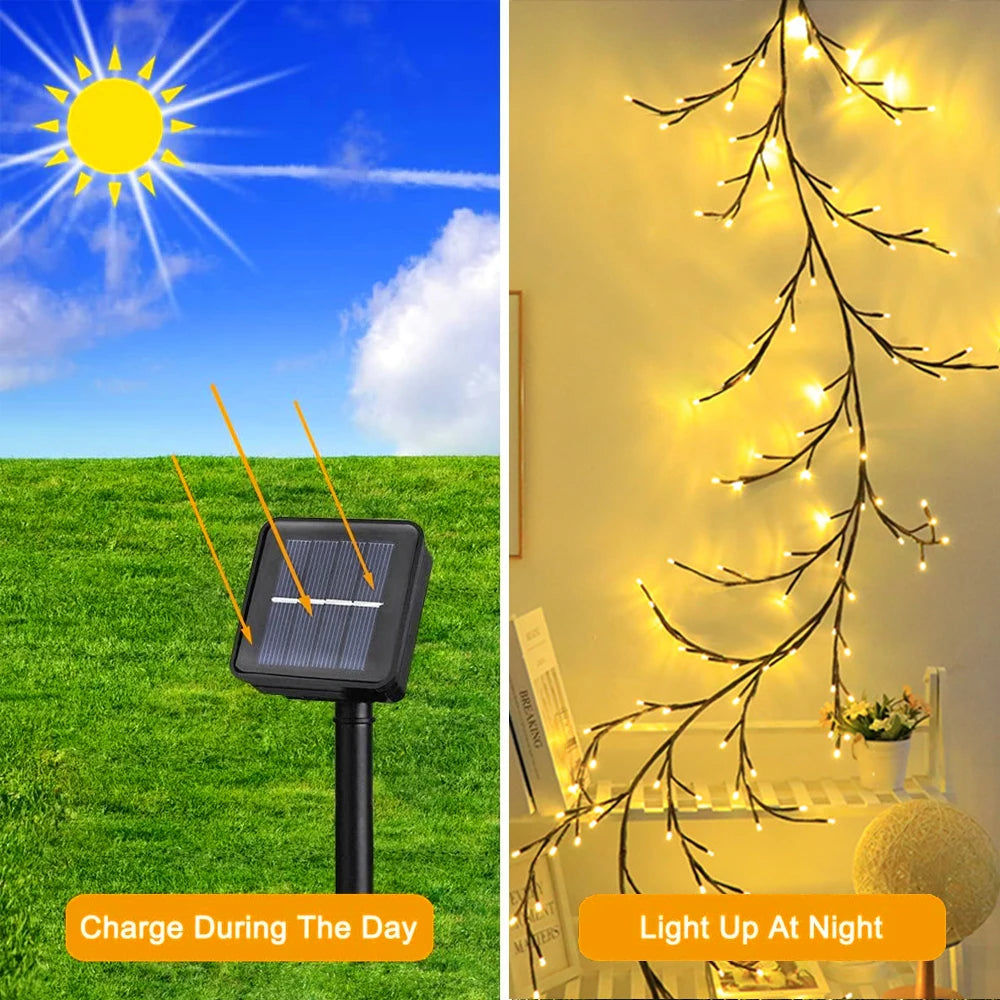 Outdoor Lighting Solar Tree and Vine Lamp 96LED Tree Branches