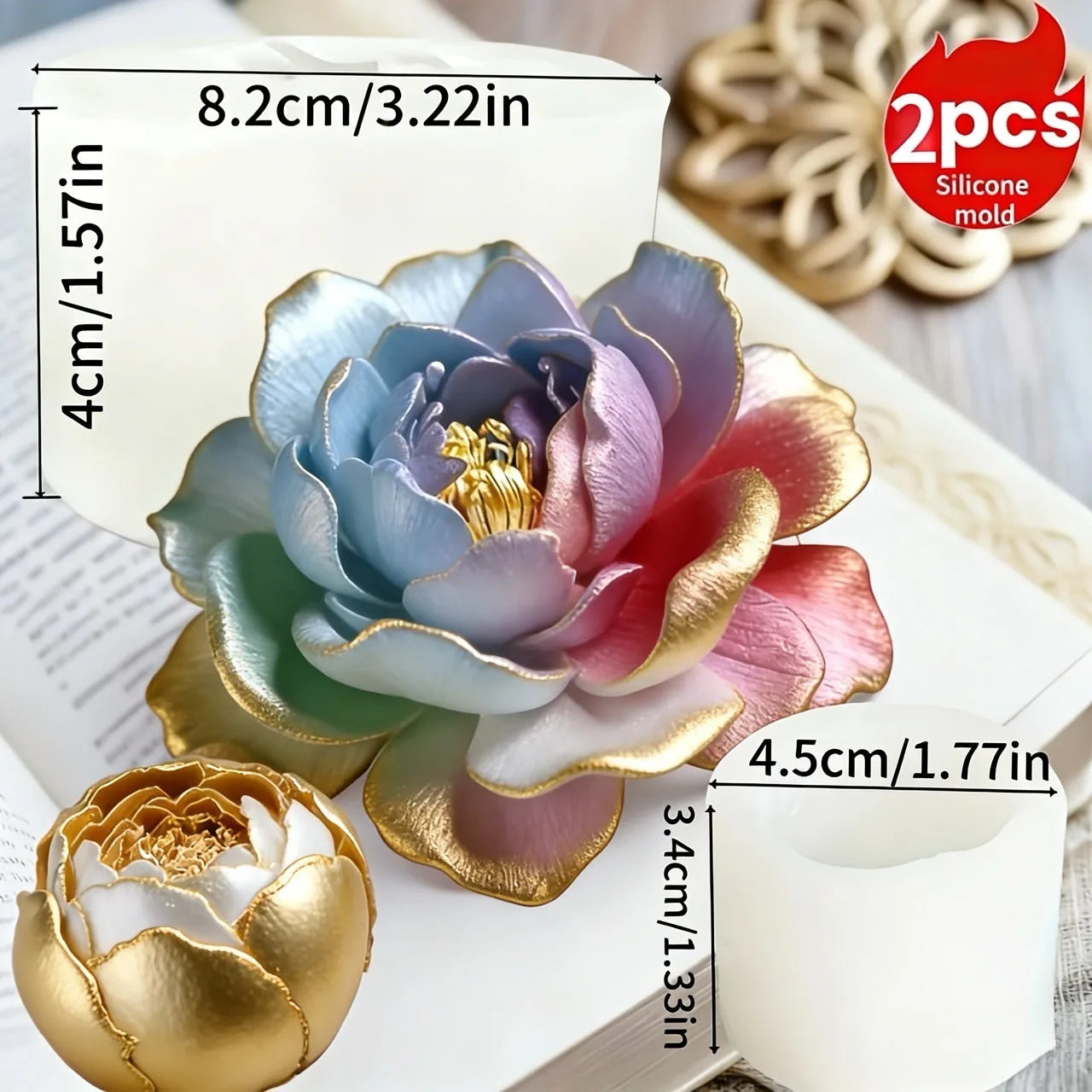 1 Piece 3D Elegant Rose Silicone Mold - Reusable Flexible Mold for Candles, Resin Art, Handmade Soap and Clay Making