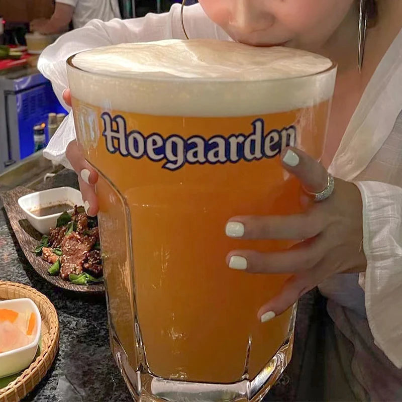Large Glass Beer Mug Ultra High Capacity Hexagonal Beer Cup