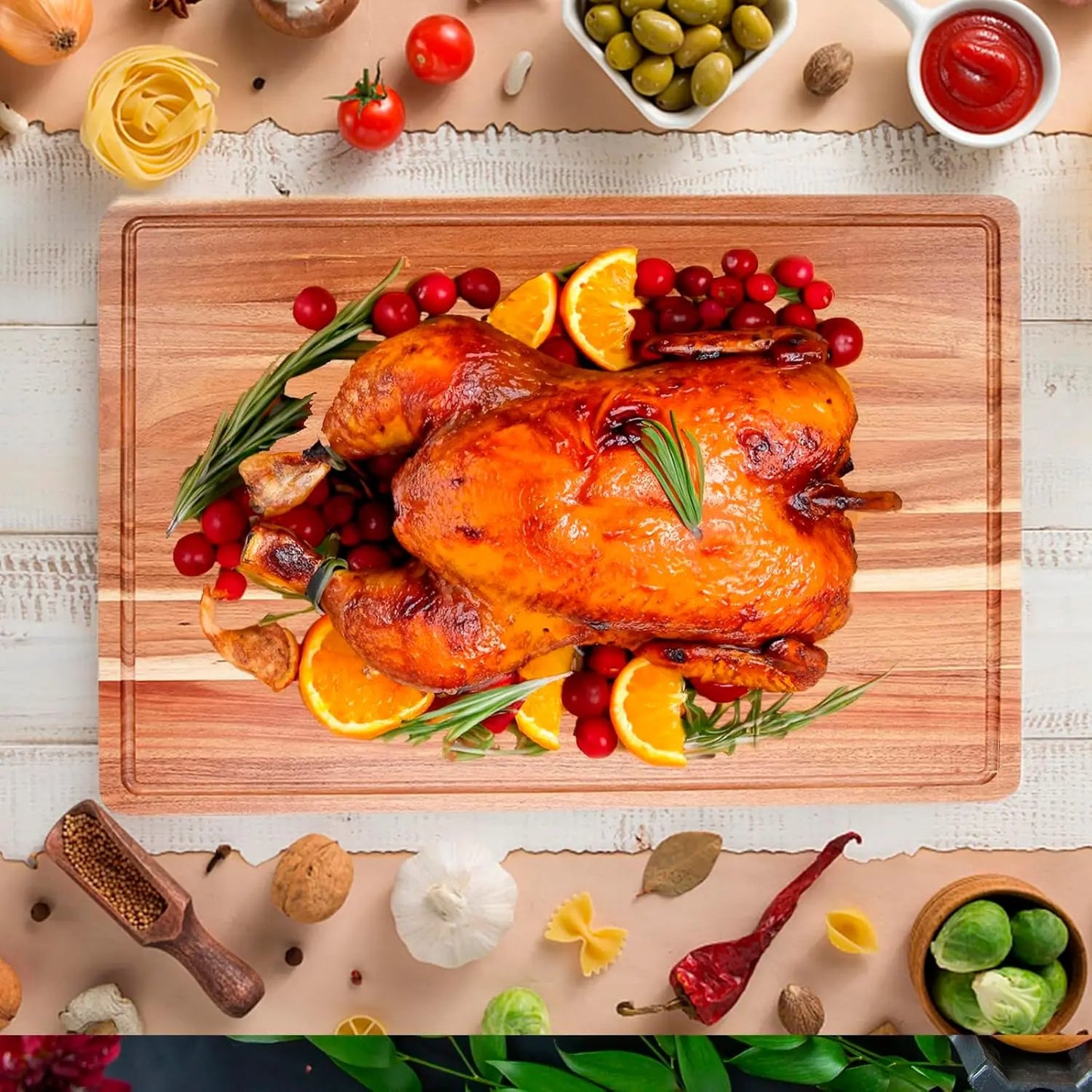 Extra Large Wood Cutting Board with Juice Groove 24 x 18 x1.2 in