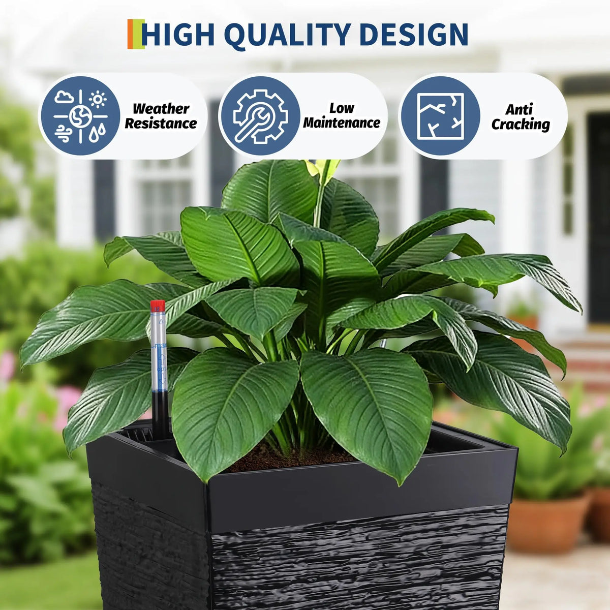 22.5'' Tall Planters Set Of 2, Self Watering Outdoor Indoor Planter Pots