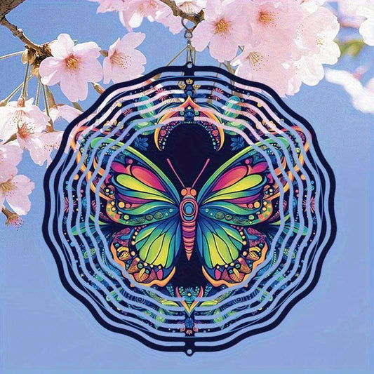1pc 2D Lotus Mandala Metal Wind Chime (360° Rotating Hook)