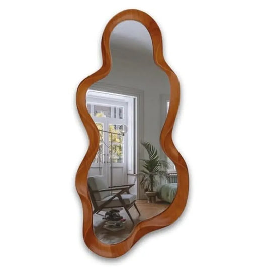 Wooden Framed Irregular Wall Mirror