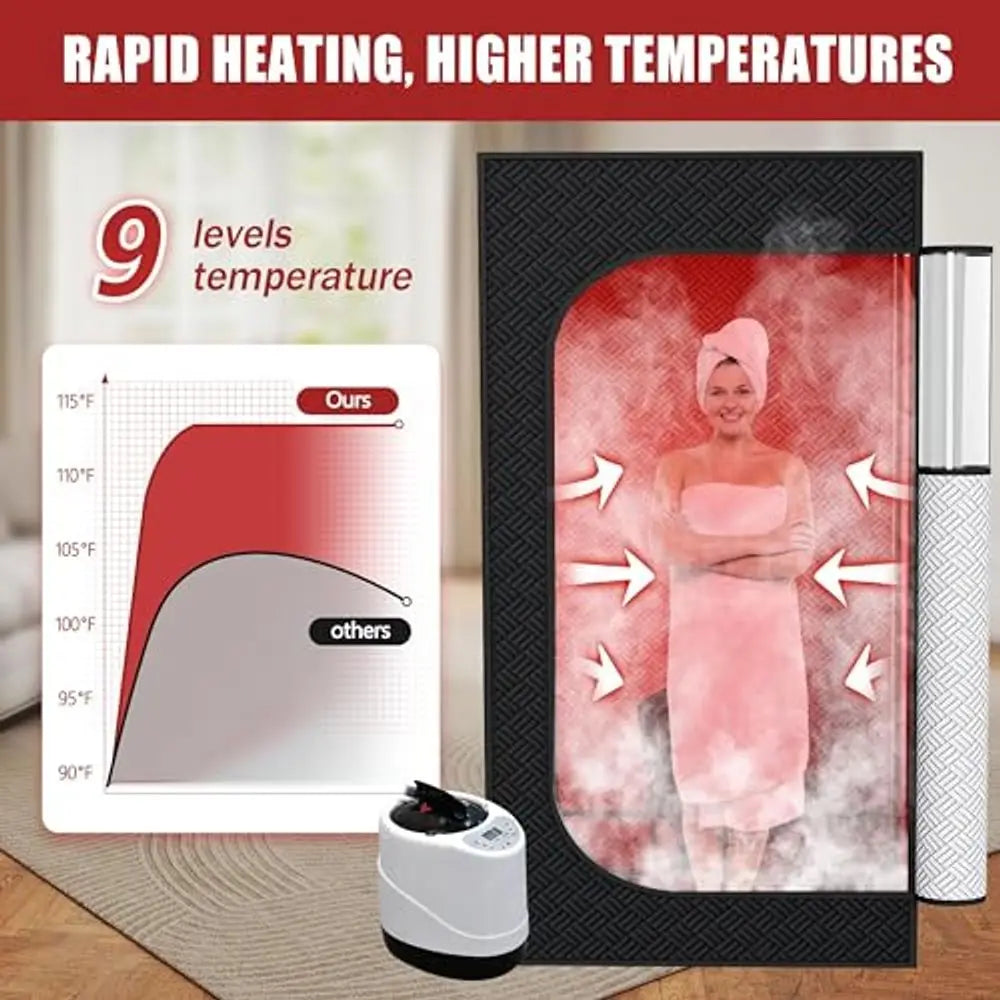 Infrared Red Light Sauna with Foldable Chair - 9-Level Heating