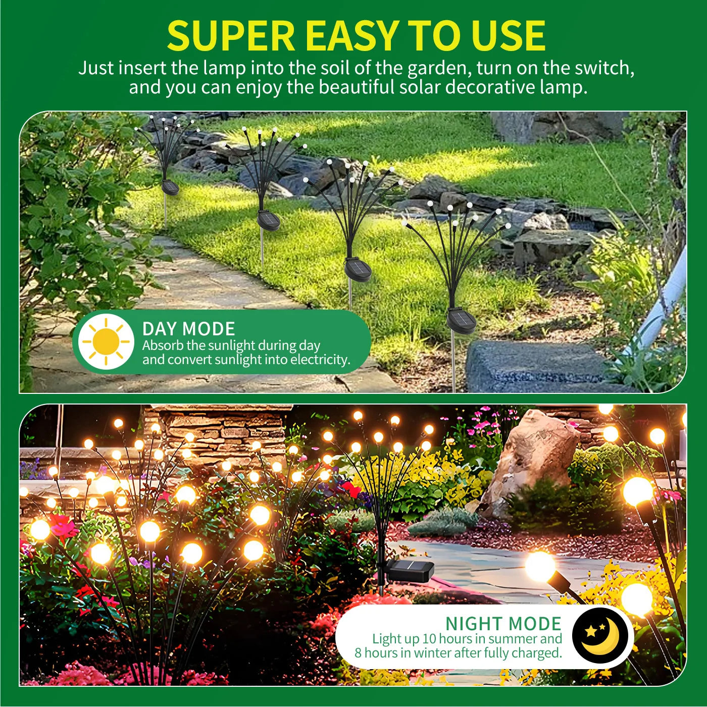 8-Head Solar Firefly Lights LED Solar Outdoor Waterproof  Flexibility