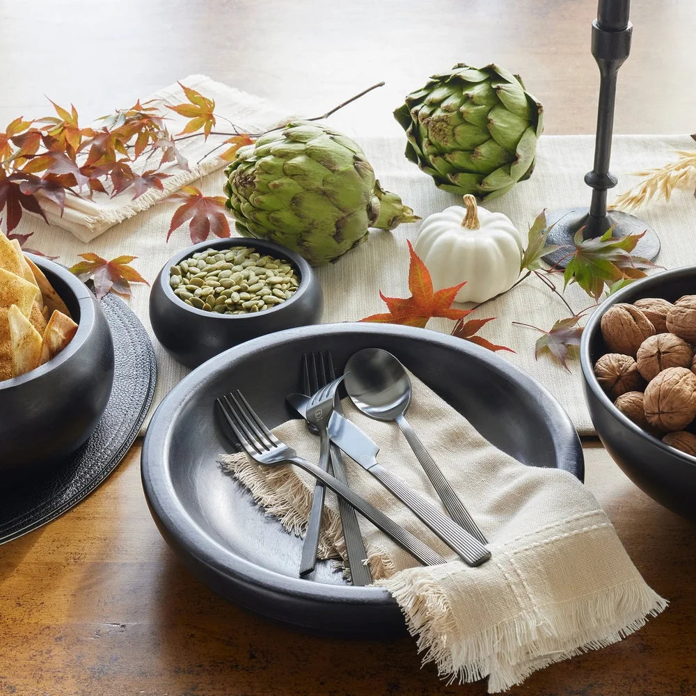 Large Black Wood Serving Bowl Dishwasher Safe