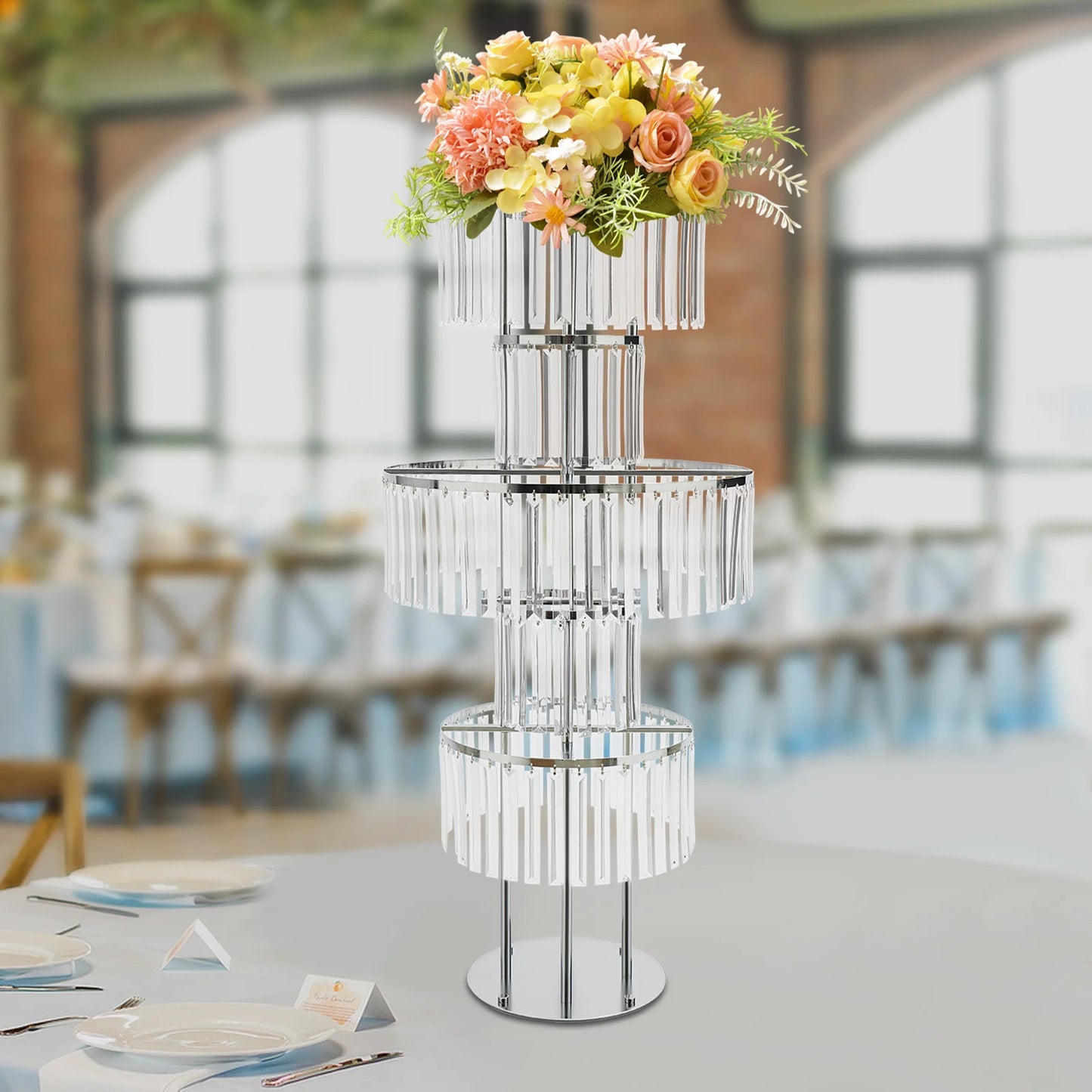 5 Tiers Gold/Silver Wedding Centerpieces Flower Stand Vase